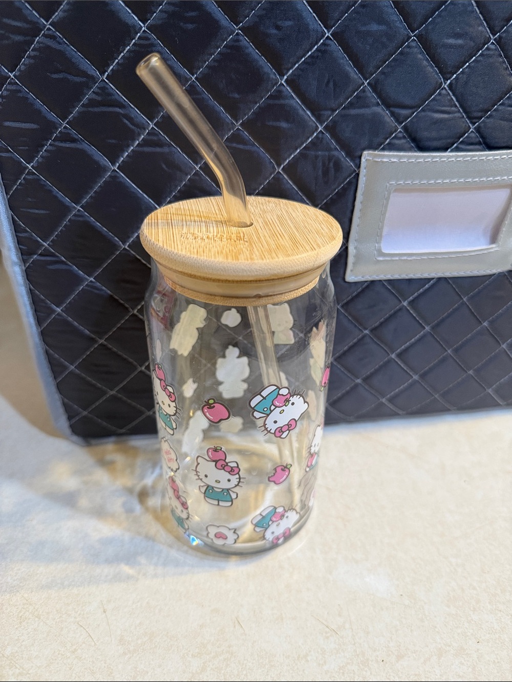 Hello Kitty Tumbler with Bamboo Lid and Straw - Pink & White